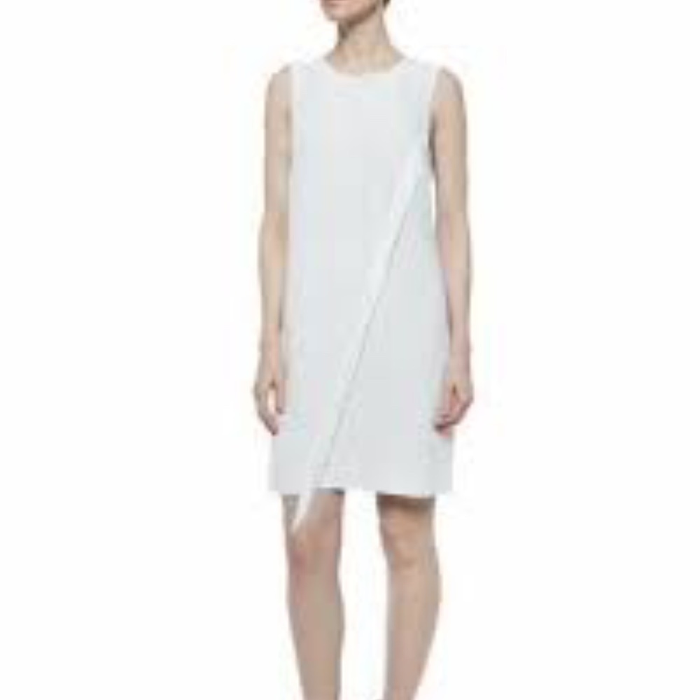 REBECCA TAYLOR Chalk Ivory Fringe A-Line Dress